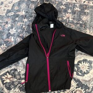 The North Face Black Hooded Jacket with Pink Zippers